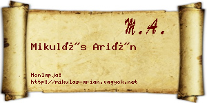 Mikulás Arián névjegykártya